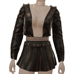 Front Row Black Shiny Leather Mini Dress