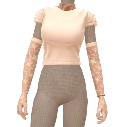 Front Row Velvet, Lace And Sepia T-Shirt With Gloves