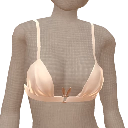 Front Row Bunny Ring White Silk Bikini Top