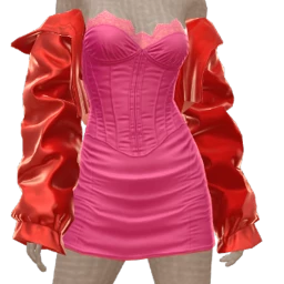 Cloud Nine Red Satin Bomber And Pink Dress