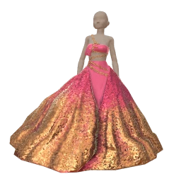 Ikon Elite Pink Sequins And Chains Gown