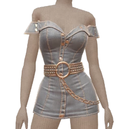 Ikon Elite Light Blue Denim Chain Mini Dress