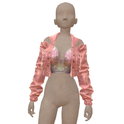 Ikon Elite Cropped Cut-Out Metallic Denim Jacket