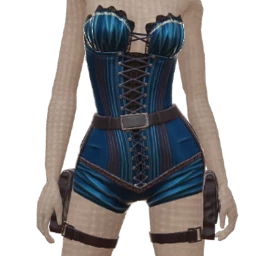 Ikon Elite Blue Satin And Lace Corset Detail Playsuit