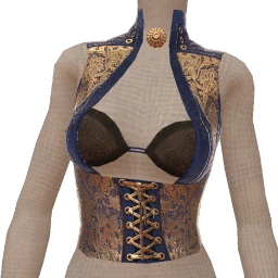 Ikon Elite Gold Lace On Blue Velvet Top