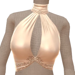 Ikon Elite Cream Silkie Tie Neck Crop Top 