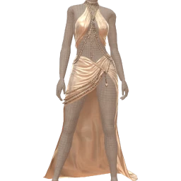 Ikon Elite Cream Silk Gown With Silver Diamond Strap 