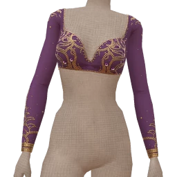 Ikon Elite Dark Purple Mesh Long Sleeve Embroidered Crop Top