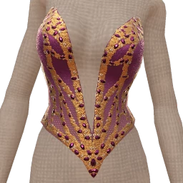 Ikon Elite Purple Mesh Gradient Gold Embellished Corset Top