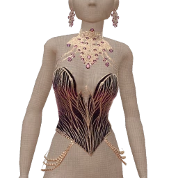 Ikon Elite Purple Velvet Corset With Silver Diamond Necklace 