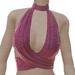 Ikon Elite Gold Glitter Purple Gradient Tie Neck Crop Top 