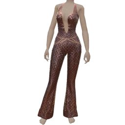 Ikon Elite Ash Mauve Crystal Snakeskin Jumpsuit