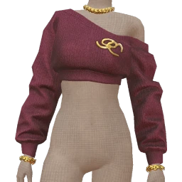 Ikon Elite Burgundy Off-Shoulder Ribbed Sweater