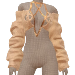 Ikon Elite Cream Knit Gold Chain Off-Shoulder Sweater