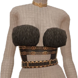 Ikon Elite Black Fur Gold Belt Bandeau