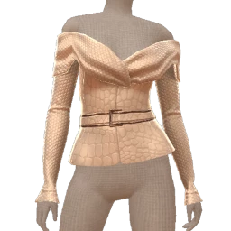 Ikon Elite Cream Snake Skin Off-Shoulder Top