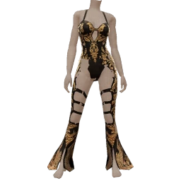 Ikon Elite Black Leather Gold Leaf Jumpsuit