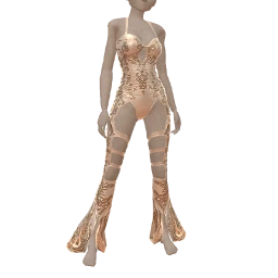 Ikon Elite White Satin Gold Leaf Jumpsuit