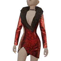 Ikon Elite Red Snakeskin Fur Dress