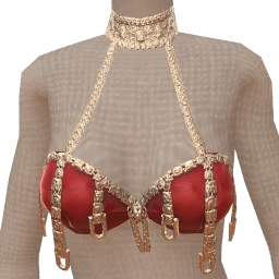 Ikon Elite Red Leather Silver Chain Bralette