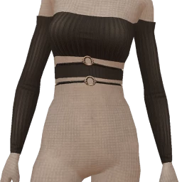 Ikon Elite Black Ribbed Off-Shoulder Top