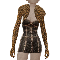 Ikon Elite Black Sparkle Leopardess Fur Outfit