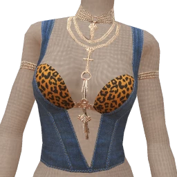 Ikon Elite Blue Denim Street Leopardess Top