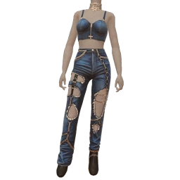 Ikon Elite Denim Torn And Chained Outfit