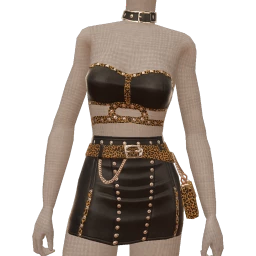 Ikon Elite Black Leather Leopard Punk Outfit