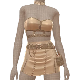 Ikon Elite Gold Leather Punk Mini Dress