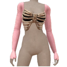 Ikon Elite Pink Skeletal Chic Long-Sleeve Top