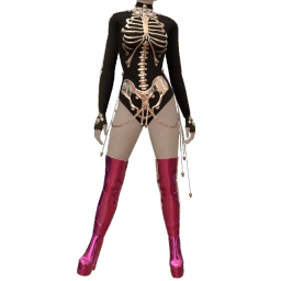 Ikon Elite Silver Skeleton Glam Bodysuit With Pink High Boots