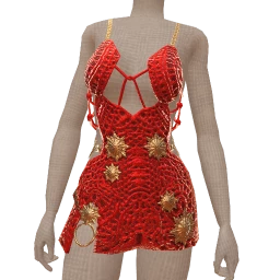 Ikon Elite Red And Gold Crochet Dress