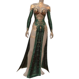 Ikon Elite Glitter Green Glow Gold Chain Dress