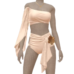 Ikon Elite White Draped Silk Golden Flower Outfit