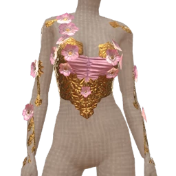 Ikon Elite Pink And Gold Flower Bloom Top