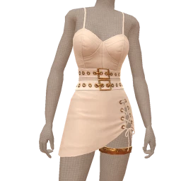 Ikon Elite White Side Split Double Belted Dress