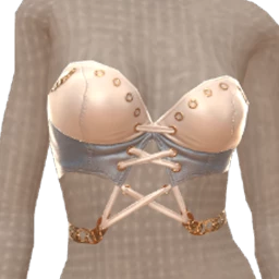 Ikon Elite Blue Denim White Leather Cut-Out Corset Top