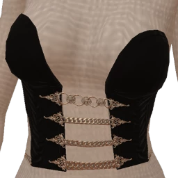 Ikon Elite Black Denim Silver Chain Corset
