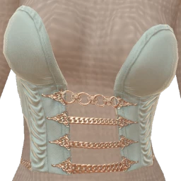 Yume Blue Elegance Corset With Silver Chains