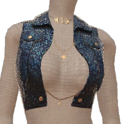 Ikon Elite Blue Glitter Denim Star Jewel Top