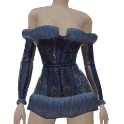 Ikon Elite Blue Holographic Leather Fur Dress