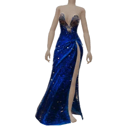 Cloud Nine Blue And Silver Glitter Split Gown