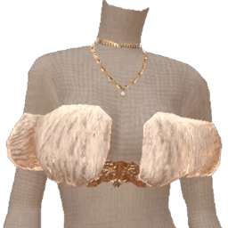 Ikon Elite White Fur Gold Sparkle Top