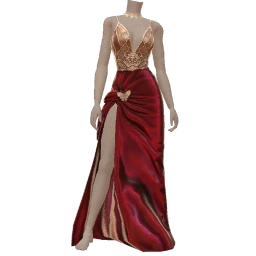Ikon Elite Red Draped Skirt And Gold Bodice