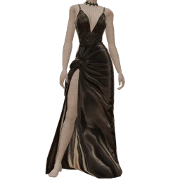 La Haute Couture Black Draped Skirt And Sparkling Bodice Prom Dress