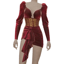 Ikon Elite Red Velvet Ruched Bow Dress