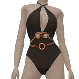 Ikon Black And Bronze Chains Bodysuit