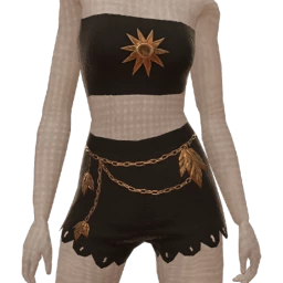 Ikon Black Crochet And Bronze Chains Outfit