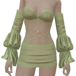 Ikon Green Cotton And Lace Trim Outfit